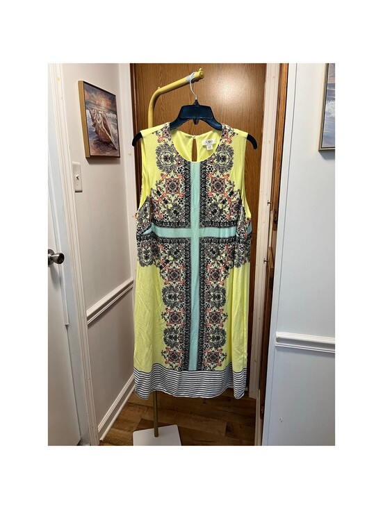 Cato Dresses & Skirts - Cato Yellow Dress Medallion Scarf Print Sleeveless Knee Length